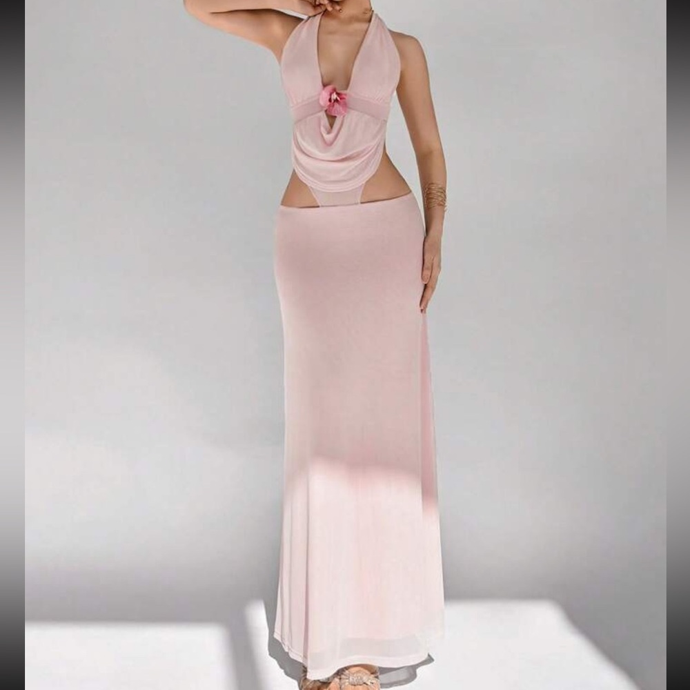 Pink Halter Maxi Dress